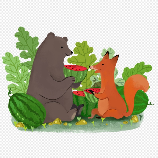 Медведь и лиса рисунок