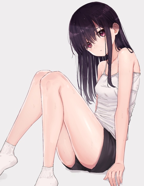 Long hair shorts anime curvy