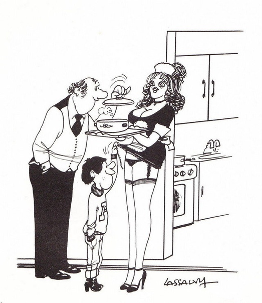 Hausfrauen Miniarsch Cartoon Kuessen